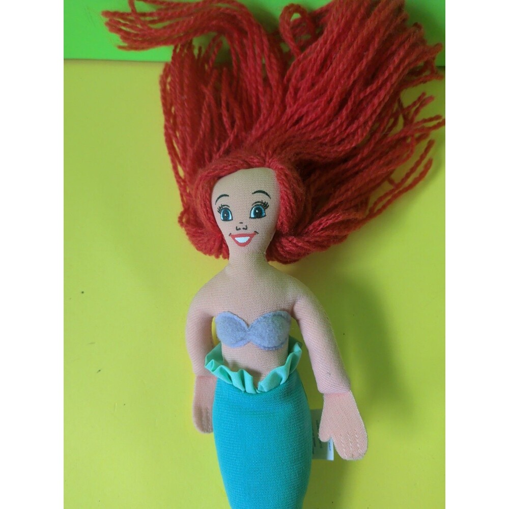 Vintage 1990s Disney Applause Ariel Little Mermaid Fabric Doll Yarn Red Hair NOS